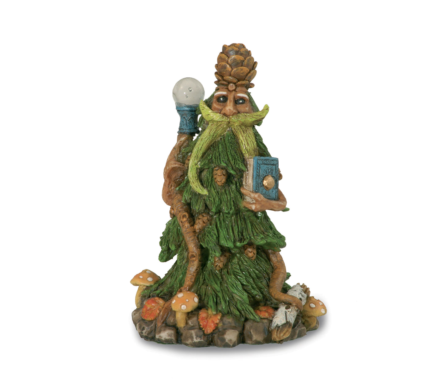 Spirito del bosco in piedi libro e bastone 10cm