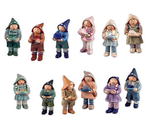 "Fortune Folk" Folletti della salute Minis con pietre minerali 3cm 12assortiti