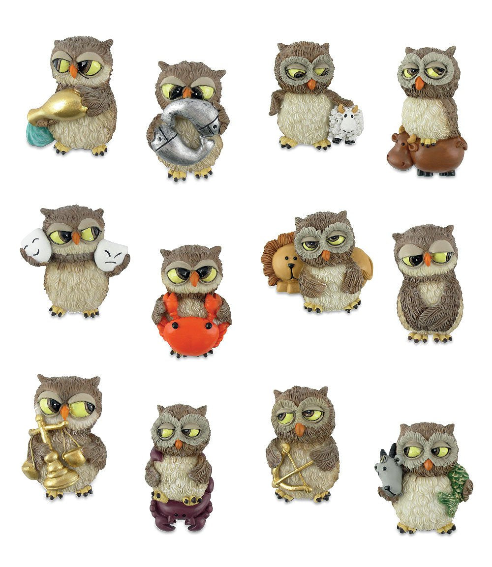 Funny Collection Gufi calamita Segno Zodiac. 7cm, 12 pezzi